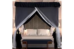 RIYDH Canopy Bed Curtains Bed Canopy Queen Size for Adults and Kids - 90% Blackout 4 Corners Post Bed Curtains Indoor Bedroom Decoration - 4 Doors Mosquito Net Breathable Canopy Curtains