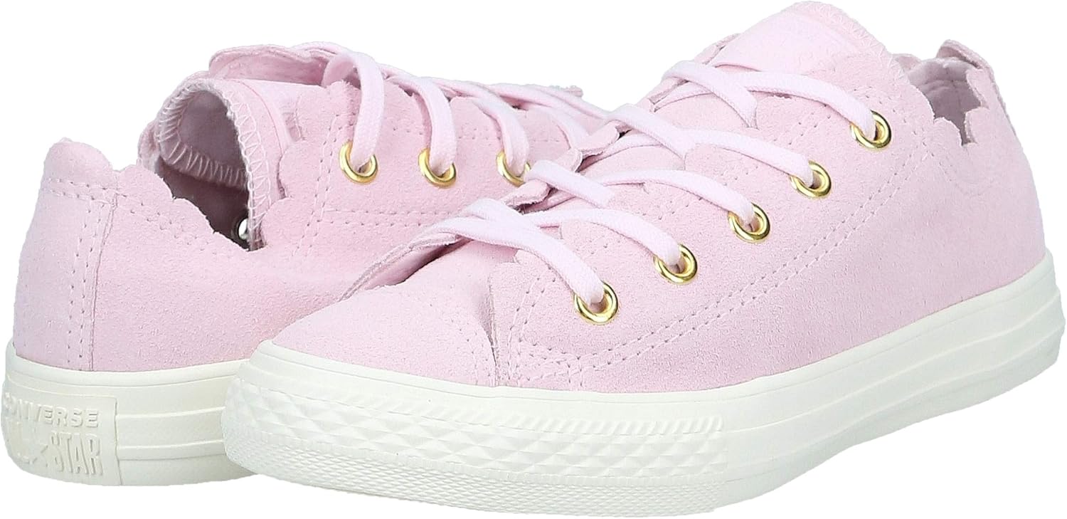 converse pale pink all star frilly thrills ox trainers