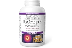 Natural Factors RxOmega-3 MAXIMUM Triple Strength Fish Oil 900 mg EPA/DHA, 150 Enteripure Softgels, Supports Cardiovascular &