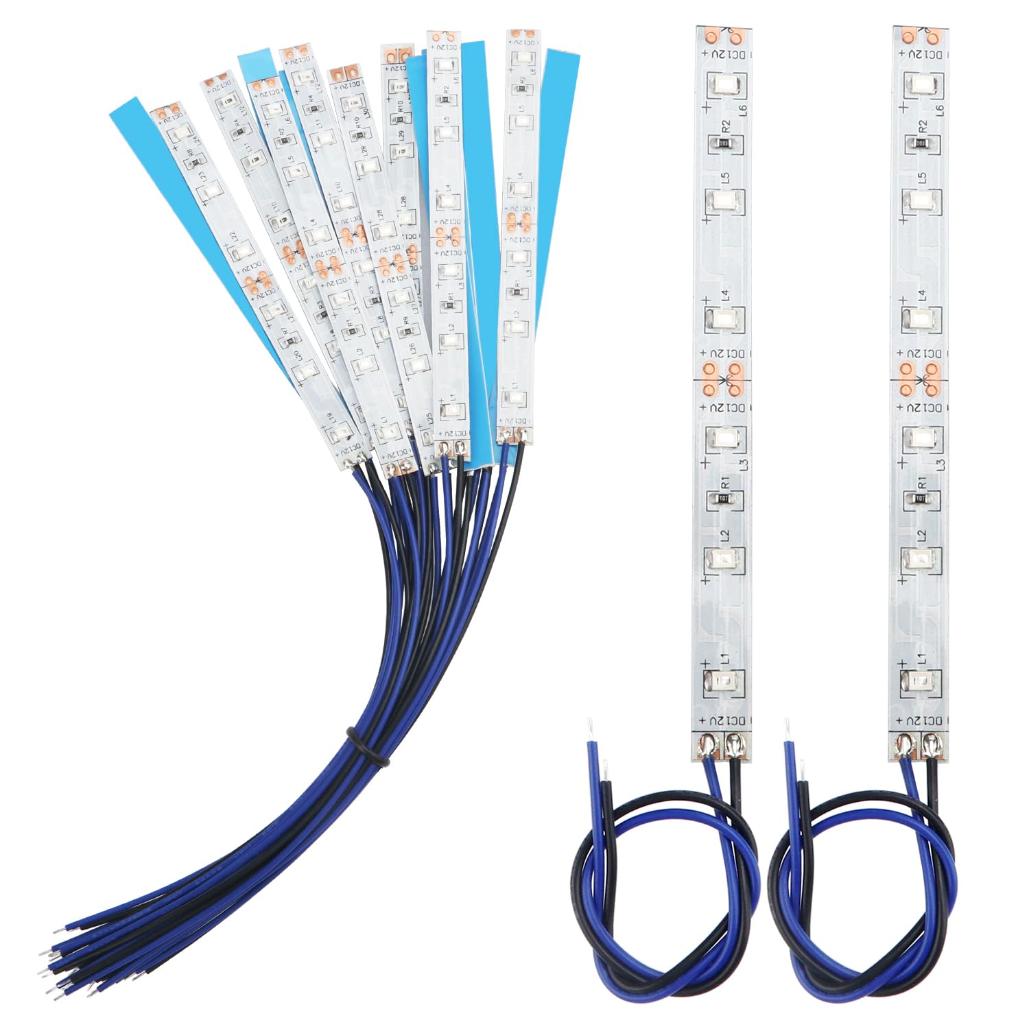YIXISI 15 PCS 100mm Prewired Strip LED Light, 12V - 18V, 2335 SMD LED, Blue
