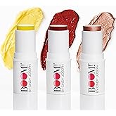 Boomstick Trio ® Color 3 Pack Cream Blush Makeup, Color Blush Stick, Highlighter Stick & Moisturizer for Cheeks, Eyes & Lips, Blendable Vegan Boom Sticks by Cindy Joseph for Older Women, BOOM Beauty