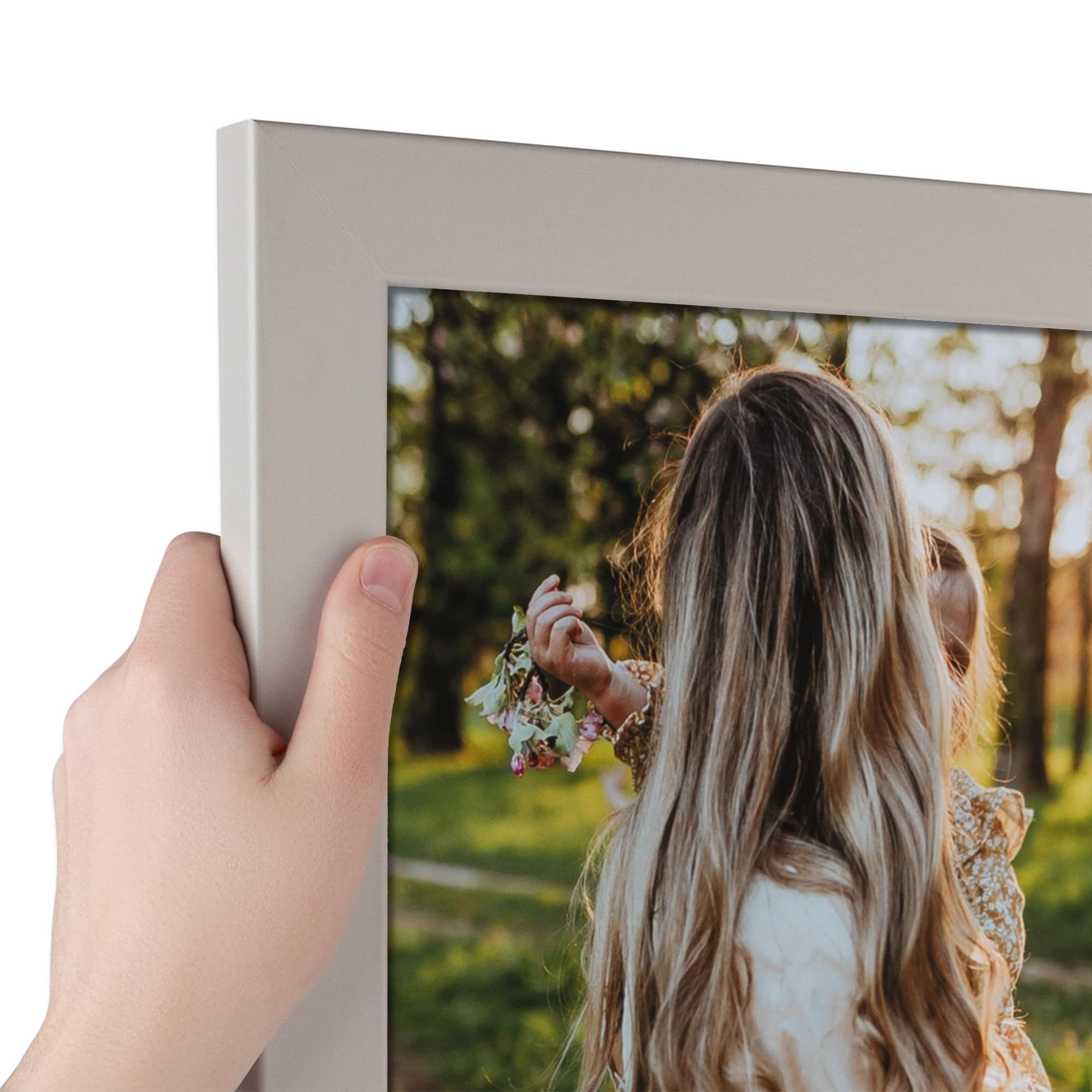 ArtToFrames 4x10 Inch White Picture Frame, This 1.25 Inch Custom Poster Frame is Antique White - Comes with Regular Glass and Corrugated Backing (2WOMBW26-2389-4x10) Image