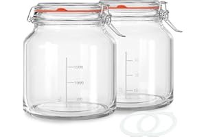2 Pack 79oz Glass Jar with Lid(2350ML), 0.6 Gallon Mason Jars Wide Mouth with Airtight Lid, Glass Pickle Jar for Food Storage