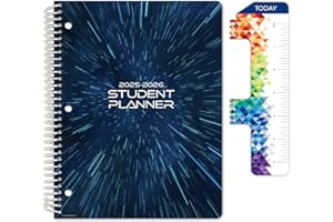 Global Datebooks Dated Middle School or High School Student Planner for Academic Year 2025-2026 Includes Ruler/Bookmark and Planning Stickers (Block Style - 8.5"x11" - Galaxy)