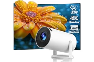 Mini Projector with Upgraded HiFi Sound | 4K Supported, WiFi 6, BT 5.0 | Auto Keystone & 270° Rotation for Indoor/Outdoor Mov