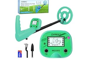 OMMO Metal Detector, One Step Assembly 17.3”-31.9” Metal Detector for Kids with Backlight LCD Display, Kids Metal Detectors with IP68 Waterproof 6” Search Coil for Exploring Hiking Science
