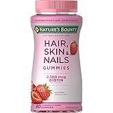 Nature's Bounty Optimal Solutions Hair, Skin &amp; Nails Vitamin Gummies | With 2500mcg Biotin per 2 Gummies, Strawberry Flavored, 80 Count, 40 Total Servings