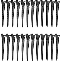 Ondaring 24 Pcs Metal Duck Billed Hair Clips Black for Styling Sectioning, 3.35 Inches Rustproof Metal Alligator Curl Clips P