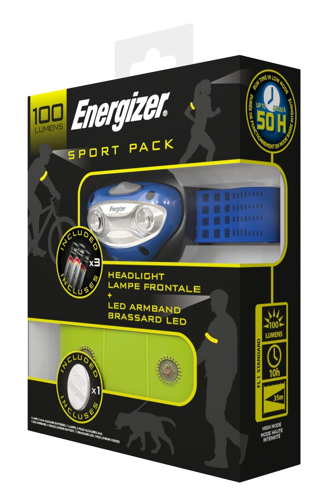 Energizer Sport Active Headlight and LED Armband 100 Lumens, Blue