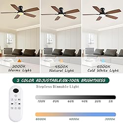 NKPU 52inch Ceiling Fans with Lights, Low Profile