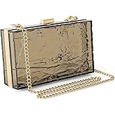 WJCD Womens Clear Purse Acrylic Evening Bags clear clutch purse Ripple Shaped Vintage Banquet Handbag