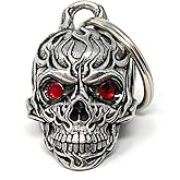 Bravo Bells Flame Skull Diamond Bell - Biker Bell Accessory or Key Chain for Good Luck on the Road