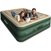 Relispo Air Mattress Queen with Built in Pump, Full-Wrap Pongee Fabric | 18" Raised Air Bed, 1100 lb Capacity, Dual-Side Leak &amp; Puncture Resistant Inflatable Blow Up Mattress for Home Camping Guests