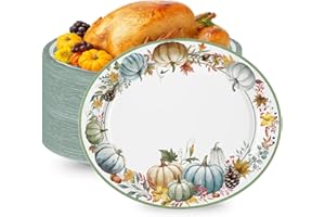 LINHAXM Fall Paper Plates Large 9" X 11" 25 PCS Thanksgiving Pumpkin Disposable Plates Autumn Dinner for Thanksgiving Harvest Birthday Party Decorations