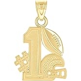 10kt Yellow Gold Mens #1 Football Sports Charm Pendant