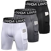 Lixada Men's Compression Shorts Pants 3Packs, Performance Sports Baselayer Cool Dry Tights Active Workout Underwear