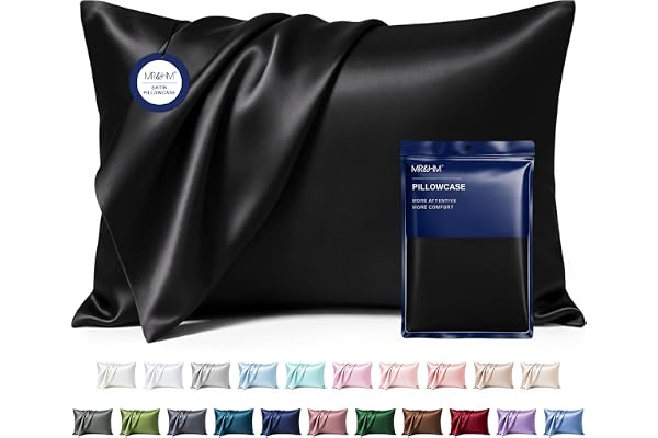 MR&HM Satin Pillowcase for Hair and Skin, Silk Satin Pillowcase 2 Pack, Queen Size Pillow Cases Set of 2, Silky Pillow Cover