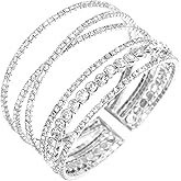 Wovanoo Rhinestone Bracelet for Women MultiLayer Crystal Cuff Bracelet Strand Layered Bracelet