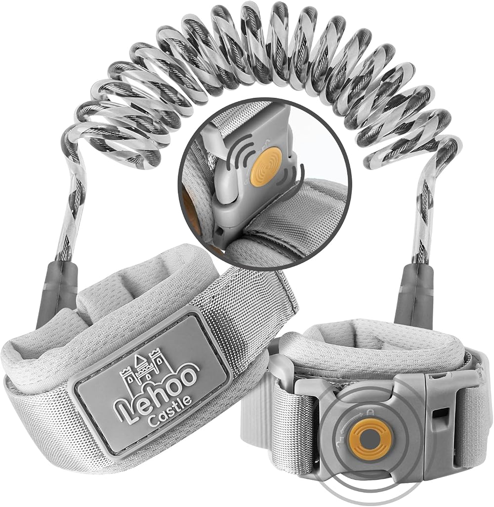 Lehoo Castle Baby Reins 1.5m Induction Lock Anti Lost Safety Harness Grey