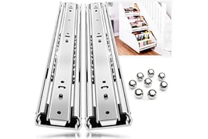 YENUO Heavy Duty Drawer Slides Full Extension Side Mount 12 14 16 18 20 22 24 26 28 30 32 34 36 40 Inch Metal Rails Track Guide Glides Runners 150 Lbs 1 Pair (Without Lock, 14 inch)