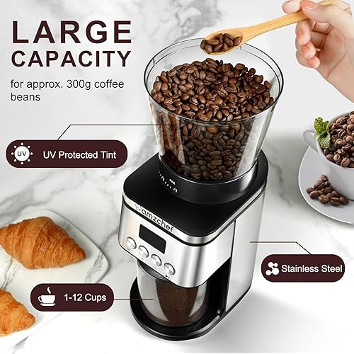 Burr Coffee Grinder, AMZCHEF Electric Coffee Bean Grinder with 30