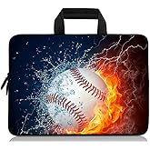14 15 15.4 15.6 inch Laptop Handle Bag Computer Protect Case Pouch Holder Notebook Sleeve Neoprene Cover Soft Carrying Travel Case for Dell Lenovo Toshiba HP Chromebook ASUS Acer (Baseball Fire)