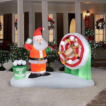 Amazon Com Gemmy Animated Airblown Inflatable Santa Snowball
