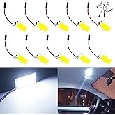 Qasim COB 18-SMD LED Panel Dome Lamp Auto Car Interior Reading Plate Light Roof Ceiling Interior Wired Lamp With T10 / BA9S / Festoon Adapters 40x20mm White(Pack of 10)
