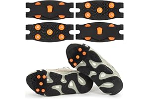 Ice Cleats for Boots, Anti Slip Winter Ice Cleats, Rubber Ice Grips for Shoes with 5 Stud, 2 Pairs Crampons Hiver for Outdoor