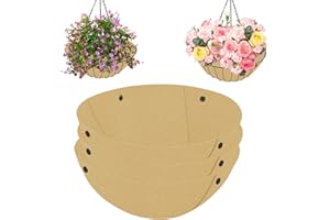 EMSIOK 3PCS 14 Inch Round Hanging Basket Liners Fabric Hanging Plant Liners Non-Woven Planter Liners Beige Felt Liners Replacement Inserts for Hanging Baskets Outdoor Plants - Avoid Bird Nesting