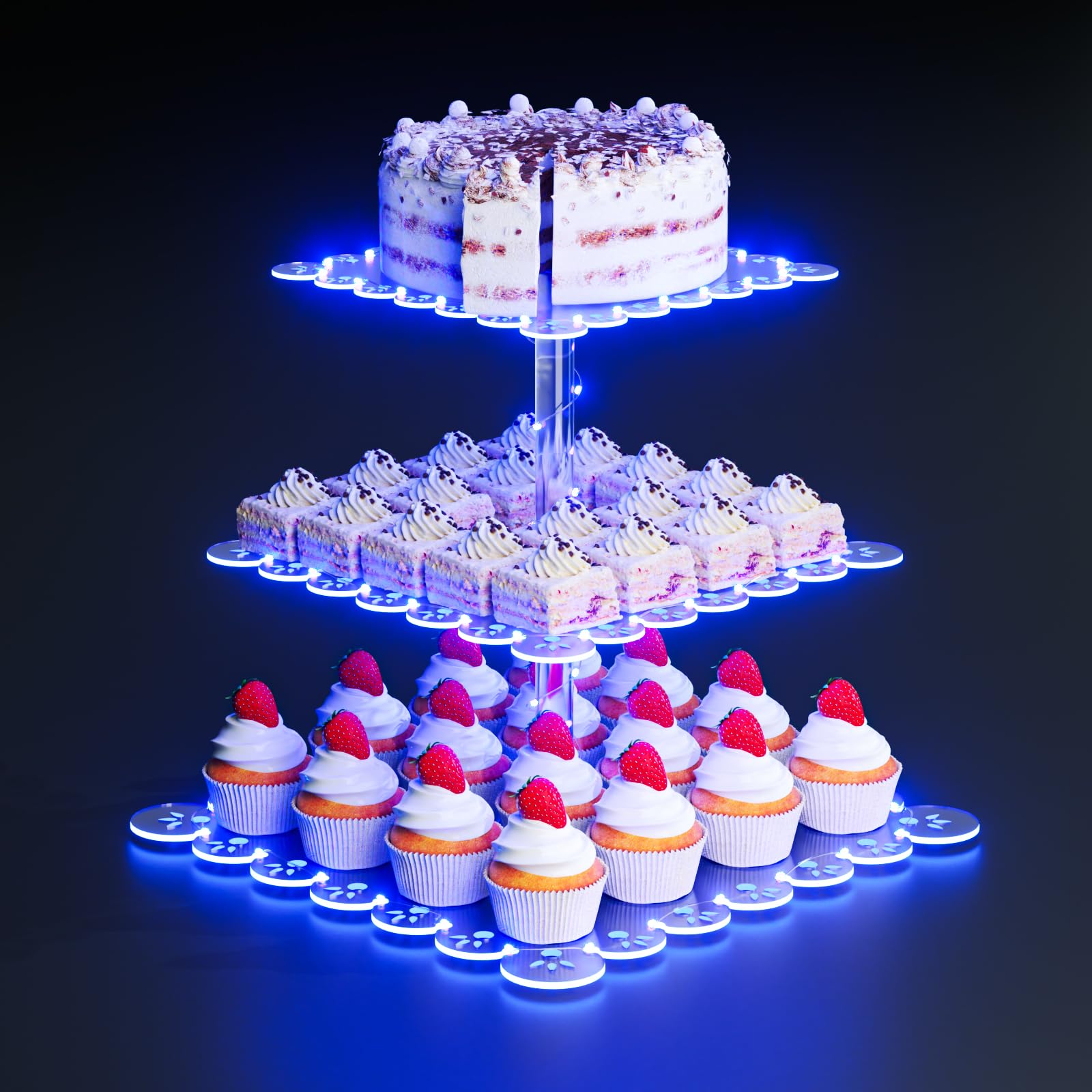 PinCute Acrylic Cupcake Stand, 3 Tier Cupcake Tower