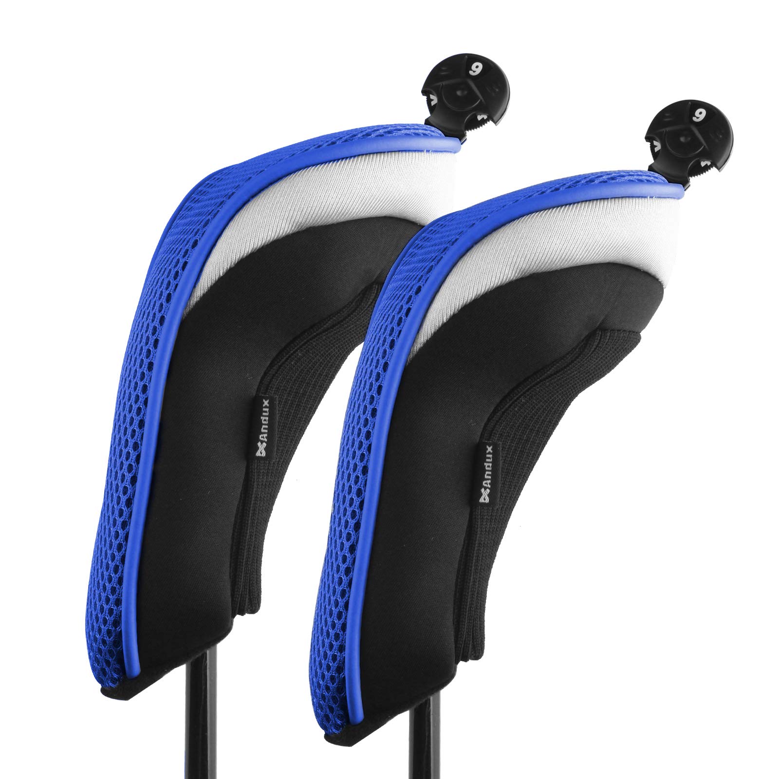 Andux Mesh Golf Hybrid Club Head Covers Short Neck with Dial NO. Tags Blue, 2pcs