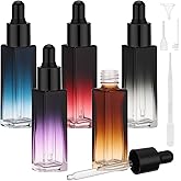 Segbeauty 0.24oz Empty Glass Dropper Bottle Refillable, 7ml Oil Bottles for Essential Oils, 5pcs Mini Dropper Bottles for Oils, Small Travel Liquid Container in Mixed Colors with Refill Transfer Tool