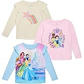 Disney Girls Long Sleeve Shirts - 3 Pack Princess Minnie Mouse Frozen Long Sleeve Graphic Tees for Girls (Sizes: 3T-7)