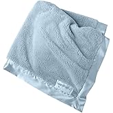 GooseWaddle Luxury Silky Smooth, Satin Trimmed Baby Blanket, 100% Polyester Machine Washable Blankie, Soothing Nursery or Crib Bedding for Boy (29x35 Inches) Blue