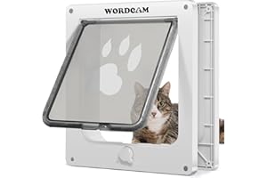 Wordcam X-Large Cat Door, Cat Door for Interior Exterior Doors, 4 Way Locking Pet Door for Cat Up to 25lbs, Cat Flap Privacy 