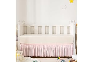 Counfeisly Blush Pink Satin Crib Bed Skirt, 52" x 28" with 14" Drop Silky Soft Baby Crib Skirt for Baby Girls or Boys, Fit fo