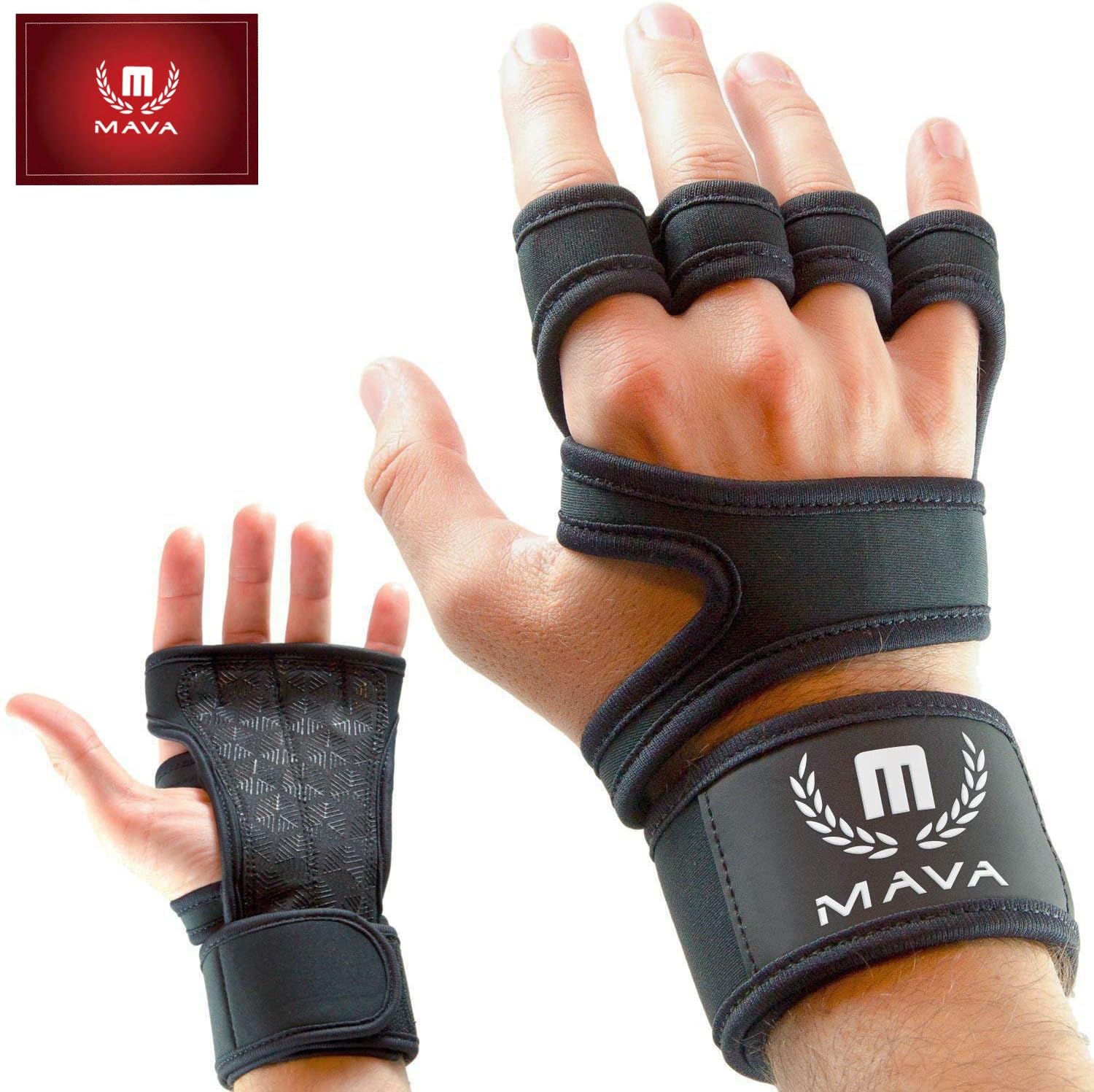 Mava Sports Cross Training Gloves with Wrist Support for Fitness, WOD, Weightlifting, Gym Workout & Powerlifting - Silicone Padding to avoid Calluses - Suits both Men & Women, Strong Grip
