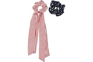 Madison Tyler Americana Collection | 2 Pcs Patriotic USA Star and Striped Elastic Scrunchies for Hair Ties | Accessories Set