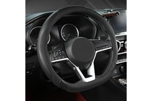 West Llama Flat Bottom Car Steering Wheel Cover for Nissan,D Shaped Steering Wheel Cover for Rogue,Altima,Kicks (Black-Standard Size)