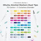 Ohuhu Alcohol Markers 72 Colors Brush Tip Dual Tips Chisel AP Certified view 5