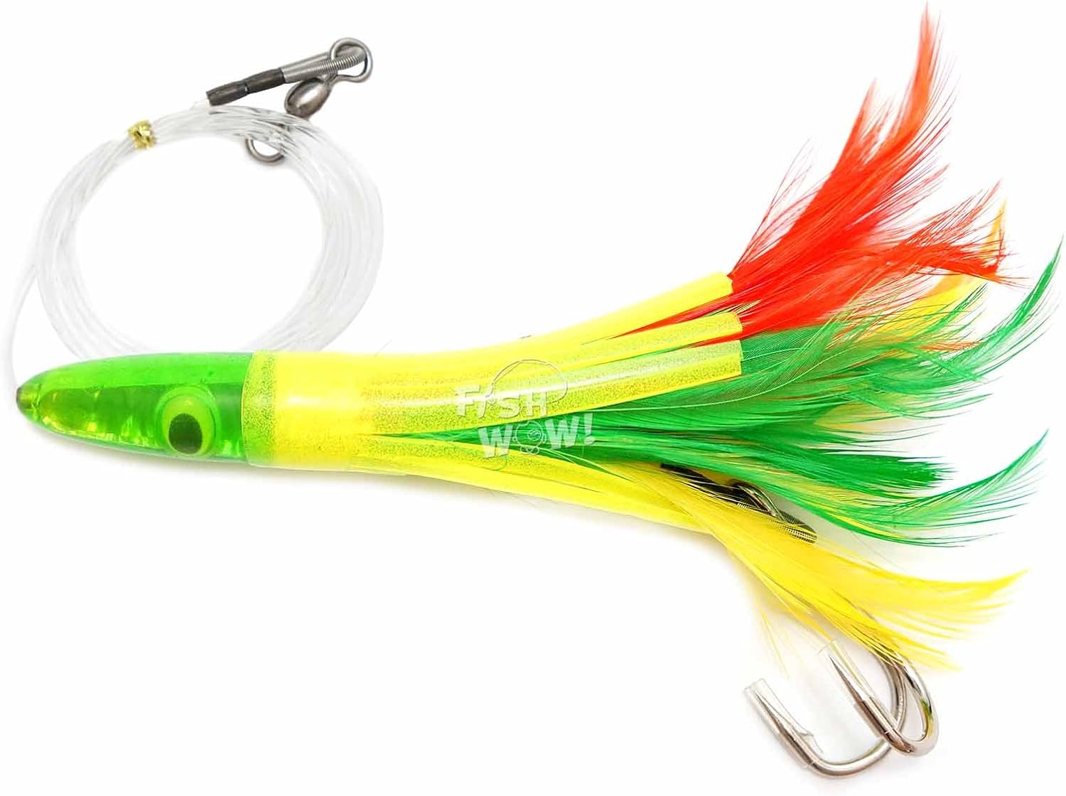 Fish WOW! 6" Fishing Tuna Feather Rig Trolling Bullet Jet