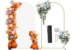 PARSEBIO 6.6FT Wedding Arch Backdrop Stand and White Cover, Metal Arch Backdrop Stand and Cover Set for Parties, Birthdays, Baby Showers, Bridal, Banquets, Ceremonies, Event Decor