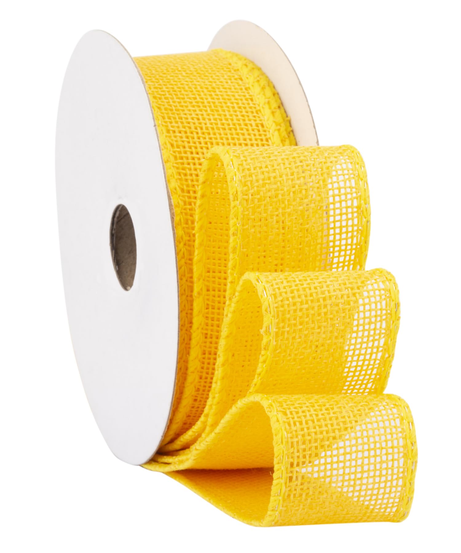 Fondersy 9-Meter Yellow Burlap Ribbon Wired Burlap Ribbon - 25mm Width for Gift Wrapping, Floral Arrangements, Wreath Making, and Christmas Decor