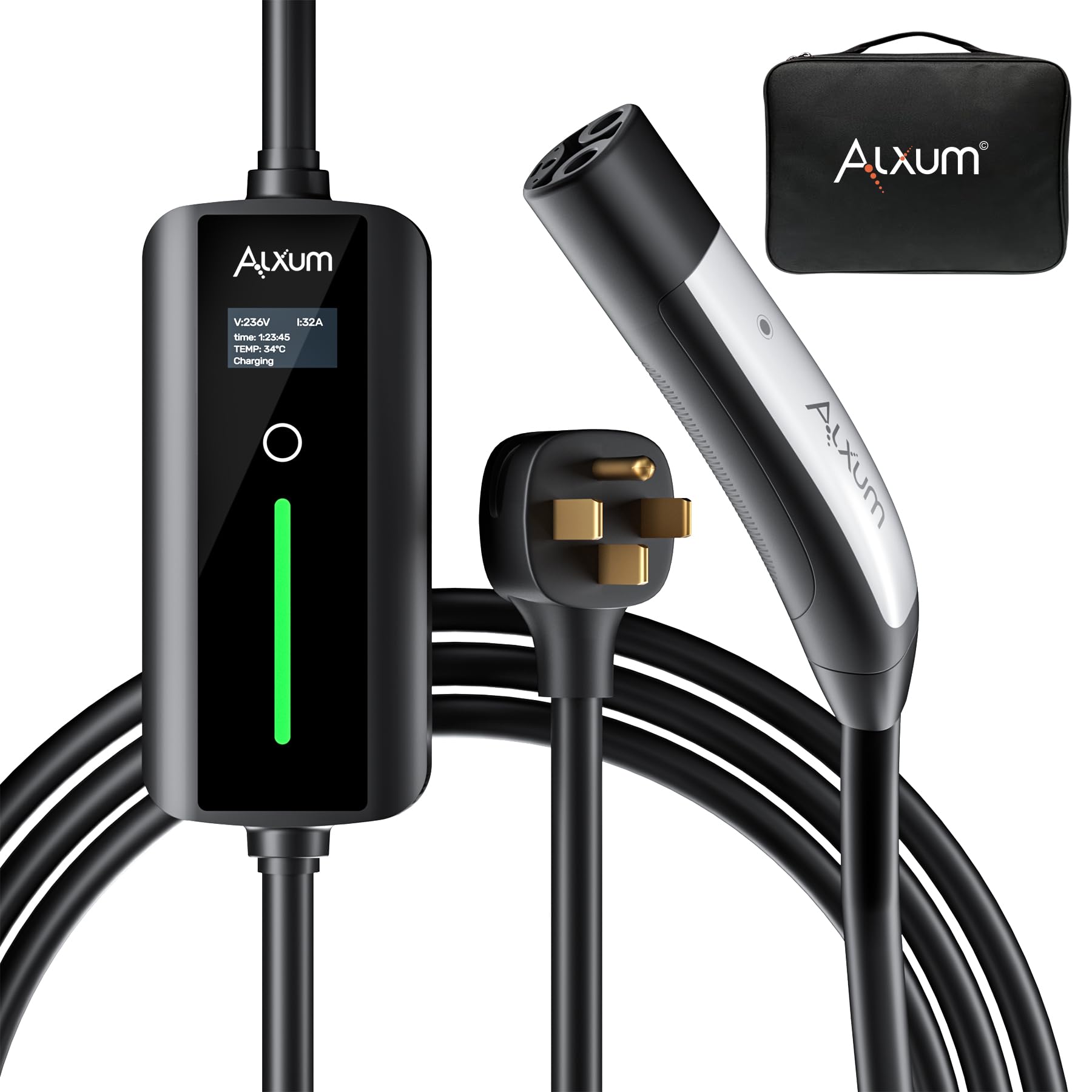 Photo 1 of Alxum Level 2 Tesla Charger - 32Amp Tesla Portable Charger with 16.4 ft Cable for Home and Outdoor Mobile Connector with NEMA 14-50 Plug Compatible with All Models X/Y/3/S and Cybertruck