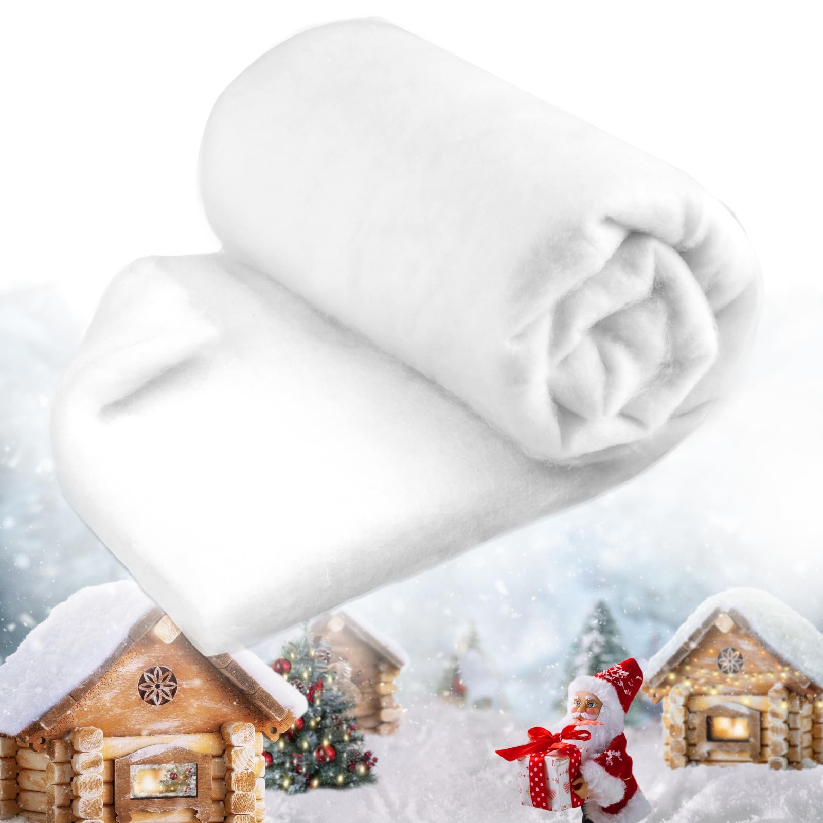 Snow Blanket Roll, Christmas Fake Snow Blanket, Soft Fake Snow Roll, Artificial Snow Blanket, Artificial Snow Sheets, Artificial Snow Roll for Christmas Village Hampers Xmas Tree Decoration - 240X80cm