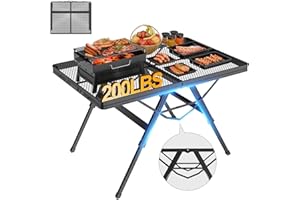 WildFinder 3 FT Folding Grill Table, Portable Camping Table for Outside, 3 Adjustable Height Folding Table with Desktop, Lightweight Outdoor Table for Camping, Picnic, BBQ