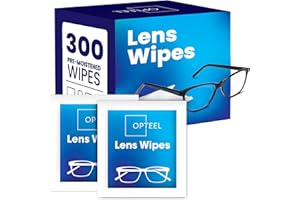 OPTEEL Lens Wipes for Eyeglasses - Pre-moistened Eyeglass Lens Cleaning Wipes - 300 Lens Wipes Individually Wrapped Sracth-Free Streak-Free Eye Glasses Wipes Lens Cleaner for Sunglass & Camera Lens