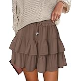 onlypuff Flowy Shorts for Women Ruffle Skorts Tiered Teen Girls Country Concert Outfits Golf Tennis Skort Under Sweater Skirt