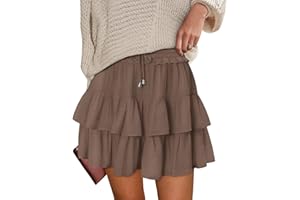 onlypuff Flowy Shorts for Women Ruffle Skorts Tiered Teen Girls Country Concert Outfits Golf Tennis Skort Under Sweater Skirt